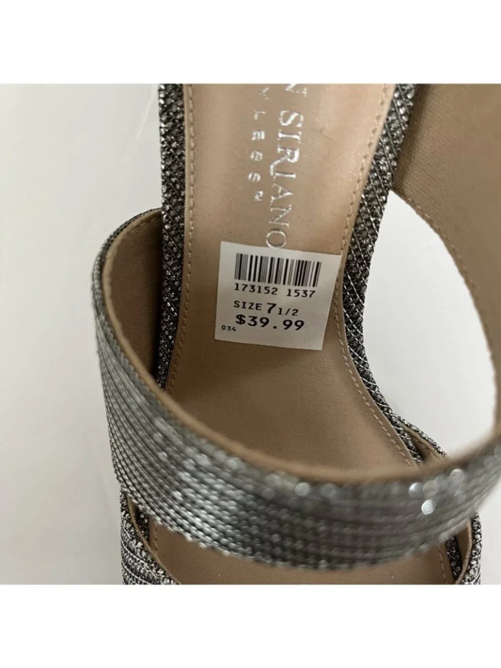 Christian Siriano Heels Silver Sparkle Wrap Ankle Open Toe Shoes